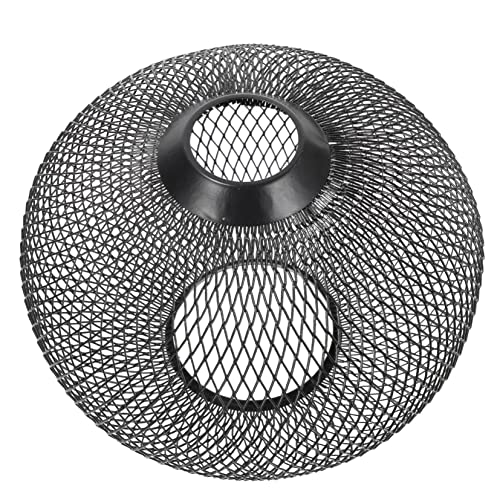 SEWACC Lampenschirm in Schwarz Geometrischer Hohlkörper Lampenschutz für Pendelleuchte Metallischer Glühbirnenkäfig Moderner Lampenschirm für Wohn und Esszimmerbeleuchtung von SEWACC