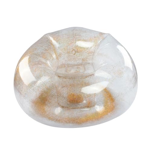 SEWACC Leichter Aufblasbarer Lounge Sessel mit Goldfarbenen Pailletten Transparenter Tragbarer Sitz für Outdoor Camping Indoor deko und Vielseitige Entspannung Unterwegs von SEWACC