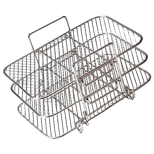 SEWACC Luftfritteusen Rack Dreilagiges Grill und Dampfgestell Einsetzbar Hitzebeständig Spülmaschinenfest für und Gemüse von SEWACC