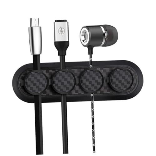 SEWACC Magnetischer Kabelhalter mit Carbon Oberfläche Multifunktionaler Kabelorganizer für USB Ladekabel Selbstklebend Wiederverwendbar für Schreibtisch Auto und Büro von SEWACC