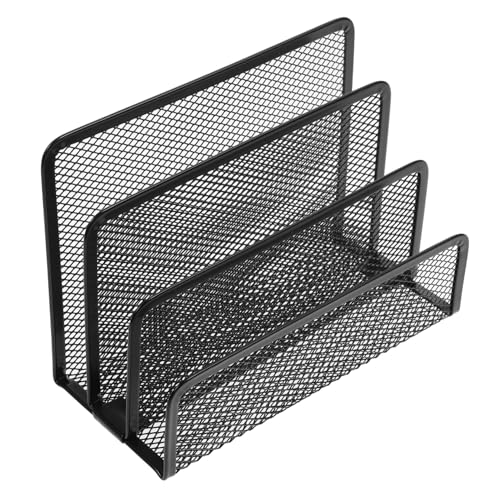 SEWACC Metall Mesh Desktop Organizer mit Fächern Robuster Schwarzer Aktenordner Ständer für Büro Zuhause und Klassenzimmer zur Geordneten Aufbewahrung von Zeitschriften Büchern und von SEWACC