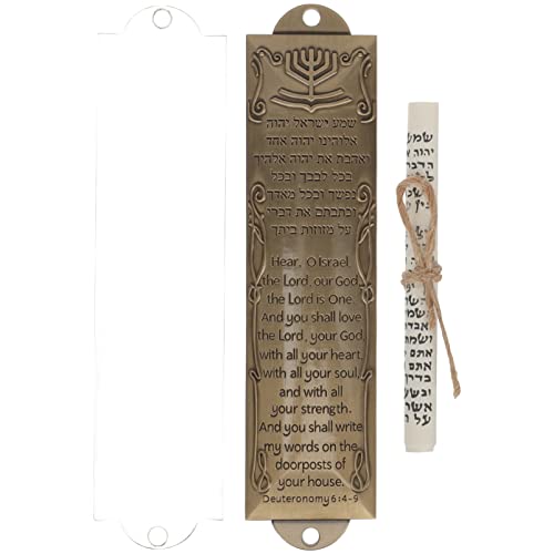 SEWACC Metall Mezouza Ornament Set Segen Modern Mezouza Religiöse Judaica Mezouza Buchstabe Schild St. Scrolling Vintage Dekor für Tür 132 mm von SEWACC