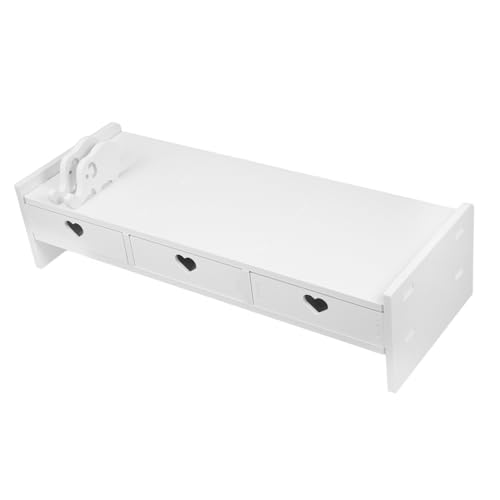 SEWACC Monitorständer mit DREI Höhenverstellbarer Schreibtisch Organizer zur Tastaturaufbewahrung Ergonomische Monitorerhöhung für Bürozubehör Platzsparend Weiß Langlebig und von SEWACC