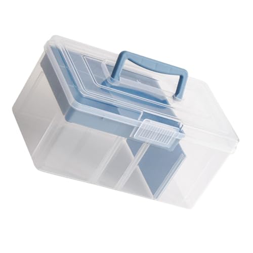SEWACC Multifunktionale Aufbewahrungsbox mit Tragegriff Transparenter Großer Sortierbehälter Stapelbare Organizer Box für Bastelbedarf Nähzubehör Kunst und Handwerksmaterialien Portable von SEWACC