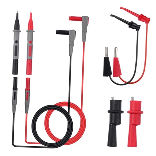 SEWACC Multimeter Prüfleitungssatz mit Alligatorclips Isolierte Messspitzen Hitze und Kältebeständig Kompatibel mit Multimeter Klemmenmessgerät und Prüfgeräten Austauschbare Messsonden von SEWACC