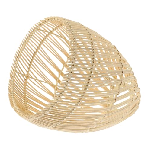 SEWACC Rattan Lampenschirm Handgewebt Robuster Eisenrahmen Rustikaler Kronleuchter Lampenschirm für Wohnzimmer Esszimmer Moderne Pendelleuchte Øx Vielseitige Hängelampe von SEWACC