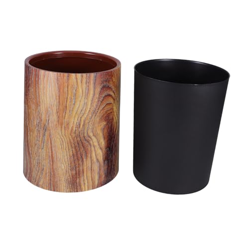 SEWACC Retro Mülleimer mit Holzmaserung Abfallkorb ohne Deckel für Wohnzimmer Büro Badezimmer Robuste Konstruktion Vintage Stil Elegante für Zuhause von SEWACC