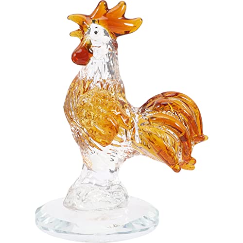 SEWACC Hahn-Ornament Kristall-hahn-Figur Hahn Briefbeschwerer Hühner-briefbeschwerer Gläserne Nutztiere Tierfigur Kristall Kristall-bauernhoftier Crysta-Huhn Weißer Kristall Zubehör AFFE von SEWACC