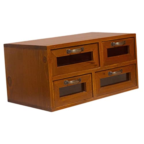 SEWACC Vintage Holz Schreibtisch Organizer Mit Doppelschichtige Aufbewahrungsbox Für Büro Und Zuhause Für Kosmetik Bürobedarf Und Schmuck von SEWACC