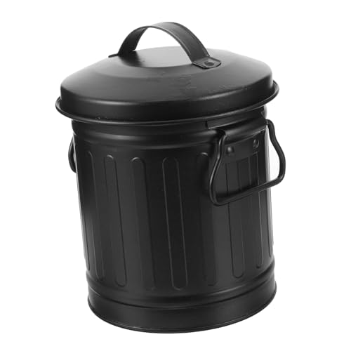 SEWACC Schwarzer Schreibtisch Mülleimer im Eimer Design Praktischer Desktop Abfalleimer mit Großer Öffnung für Büro und Zuhause Stilvoller Stiftehalter und Papierkorb für Saubere von SEWACC