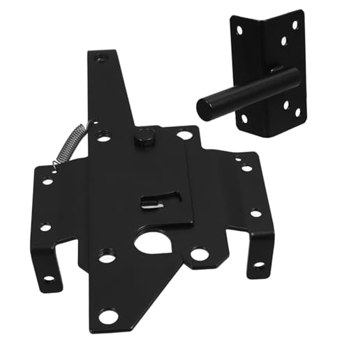 SEWACC Schwerer Selbstsichernder Torriegel aus Eisen für Holztore mit Automatischem Schwerkraftverschluss Inkl Montagesatz und Zaunbändern Robustes Gartentor schloss für Hohe und von SEWACC