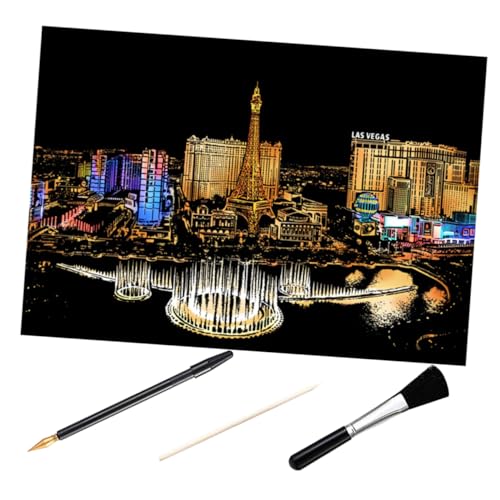 SEWACC Scratchbild DIY Teilig Stadt Nachtlandschaft Las Vegas Kratzpapier mit Stift Bambusstick Schwarzer Pinsel Kreative Malvorlage Kunsthandwerk SEWACC Scratchbild DIY Teilig Stadt Nachtlandschaft Las Vegas Kratzpapier mit Stift Bambusstick Schwarzer Pinsel Kreative Malvorlage Kunsthandwerk von SEWACC