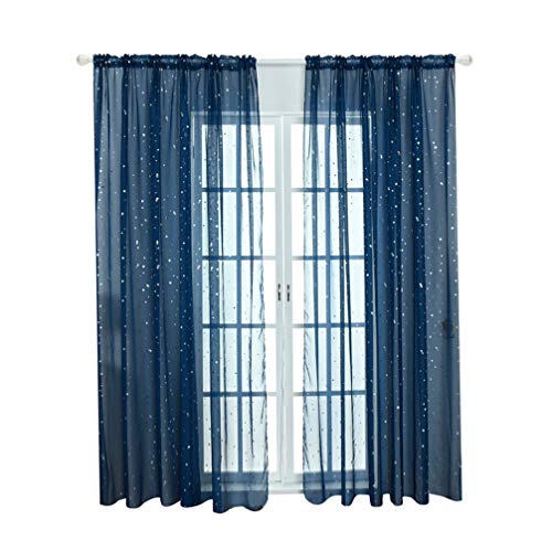 Sheer Vorh? Silber Glitter Sterne Sheer Fenster Vorh? Tülle Semi Transparent Fenster Vorhang Eleganter Vorhang Panel Set für Schlafzimmer Wohnzimmer (100 * 270 cm ) Vorhänge von SEWACC