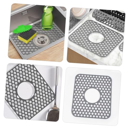 SEWACC Silikon Spülbeckenschutz Matte Flexibel Robust Rutschfeste Abtropfmatte mit Löchern für Effektiven Wasserablauf Schutz für Gläser und Keramikspüle Leichte Langlebig Graue Kleine von SEWACC