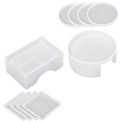 SEWACC Silikonform für DIY Kristallharz Untersetzer Rund Eckig Reißfest Spülmaschinenfest Inklusive Aufbewahrungsbox für Kreative Epoxidharz Bastelprojekte SEWACC Silikonform für DIY Kristallharz Untersetzer Rund Eckig Reißfest Spülmaschinenfest Inklusive Aufbewahrungsbox für Kreative Epoxidharz Bastelprojekte von SEWACC