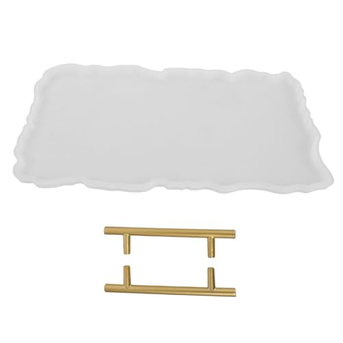 SEWACC Silikonform für Epoxidharz Tablett mit Ergonomischen Metallgriffen Unregelmäßige Form Langlebiges Verformungsfestes Diy Serviertablett Mould für Wohnkultur und Kunsthandwerk von SEWACC