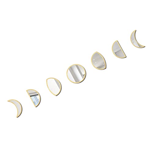 SEWACC Spiegelset Mondphasen Wanddekoration mit Holzrahmen Elegantes Home Ornament für Wohnzimmer Schlafzimmer und Badezimmer DIY Mondspiegel Kit für Moderne Wohnräume von SEWACC
