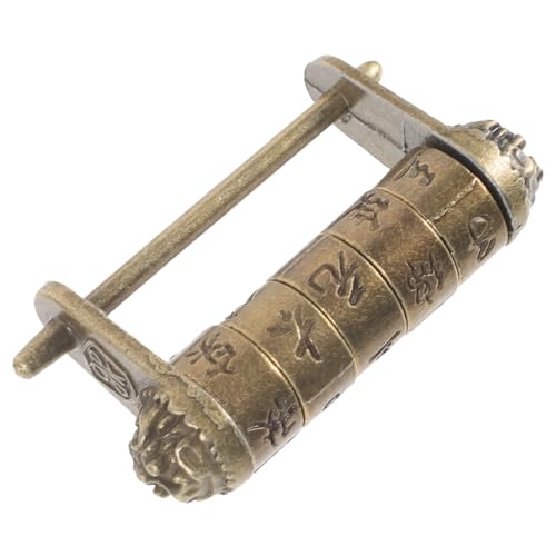 SEWACC Vintage Chinesisches Metall Text Passwortschloss Kleines Robustes Zahlenschloss für Schränke und Schmuckkästchen Chinesischer Stil Dekorativ und Langlebiges Metallmaterial von SEWACC