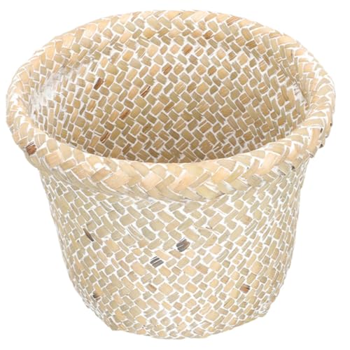 SEWACC Vintage Geflochtener Rattan Aufbewahrungskorb mit Deckel Vielseitiger Papierkorb und Ordnungshelfer für Kinderzimmer Büro und Zuhause Leicht Praktisch und Staubgeschützt von SEWACC