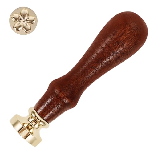 SEWACC Wachssiegel Stempel mit Holzgriff und Kupferstempel Retro Briefumschlag Siegelwachs Stempel Sakura Blüten Design DIY Versiegelung für Einladungen Geburtstage Scrapbooking von SEWACC