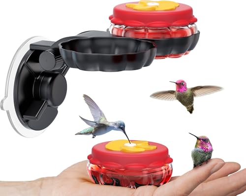 Kleine Kolibri-Futterspender aus Glas (2er-Set) mit Fenster-Saugnapfhalterung – Fenster/Handheld oder Tisch-Mini-Kolibri-Futterspender für den Außenbereich von SEWANTA