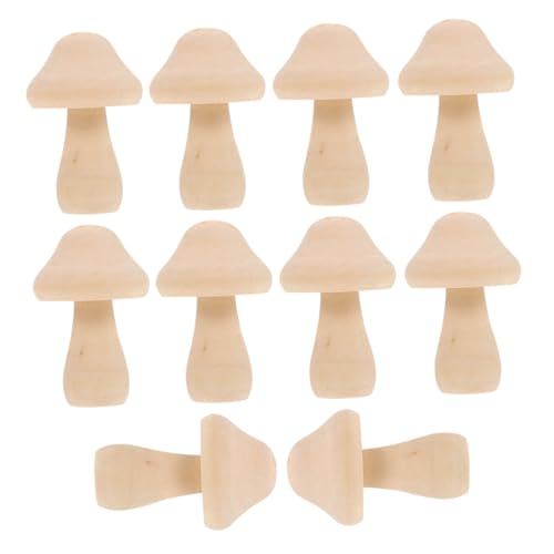 SEWOART 10 Stück Teiliges Holzpilz Dekorationsspielzeug für Unbemalte DIY Farbgestaltung für Kreative Bastelprojekte und Malen von SEWOART