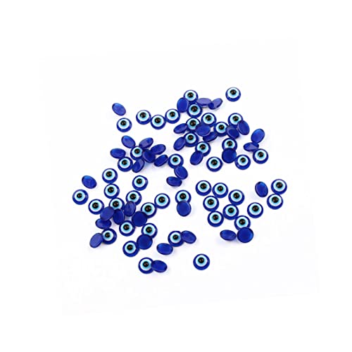 SEWOART 100stücke Resin Evil Eye Perlen Blau Flachrückige Schmuckperlen Für Schmuckgestaltung Für Armbänder Halsketten Und Bastelprojekte von SEWOART