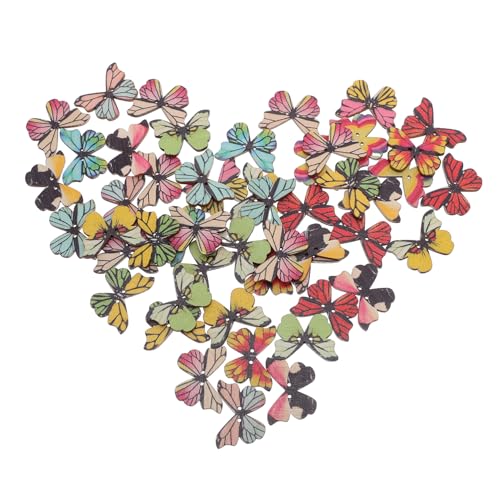 SEWOART 100 Stück Holzknöpfe Schmetterling Form Nähknöpfe Naturmaterial Bastelknöpfe für DIY Handwerk Scrapbooking Kreative Dekoration von SEWOART