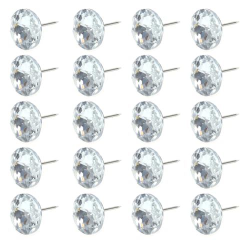 SEWOART 100 Stück Sofa Crystal Button Dekoration Silberne Kristallpolsternägel für Möbel DIY Polsterung Leicht und Langlebig für Sofa Bett und Wandgestaltung von SEWOART