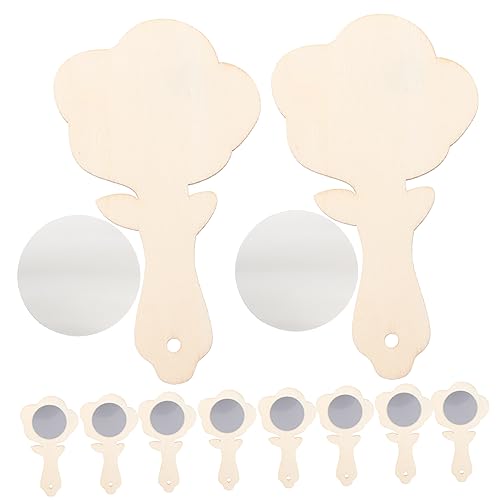 SEWOART 10stücke Teiliges Unlackierter Holzspiegel Handheld Diy Spiegel Für Kreative Bastelprojekte Klein Zum Bemalen Und Gestalten Für Teens von SEWOART