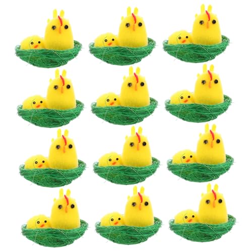 SEWOART 12 Stück Teiliges Miniatur Küken Set Realistische Plüschküken Figuren Osterdeko Kinderzimmer Deko Lebensechte Stofftiere Robust Leuchtende Farben für Ostern Partygeschenke von SEWOART