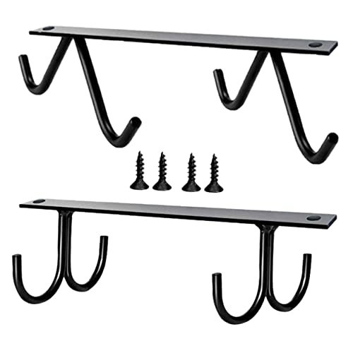 SEWOART 2 Satz Tassenhalter Metall unter Schrank Montierbar mit Haken Platzsparender Becherhalter Robuster Küchenschrank Mug Rack für Kaffeetassen Vielseitig Einsetzbar Schwarzes Design von SEWOART