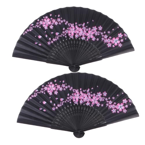 SEWOART 2 Stück Faltbare Handfächer Seidenstoff im Chinesischen Stil mit Blumenmuster für Tanz Hochzeiten und Sommerveranstaltungen Tragbar und Elegant von SEWOART
