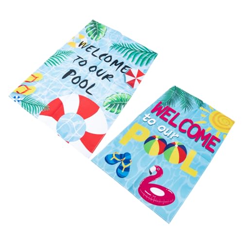 SEWOART 2stücke Sommer Pool Gartenflagge Willkommen An Unserem Pool Dekoration Im Freien Langlebig Praktisch von SEWOART