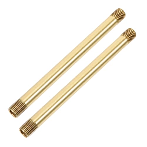 SEWOART 2 Stück Gewinderohr Reinem Kupfer Vintage Stil Gerade Lampenstange für Wand und Tischlampen DIY Lampenbau mit Außen von SEWOART