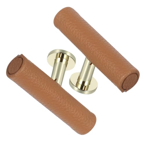 SEWOART 2 Stück Schrankgriff Kunstleder und Zinklegierung Single Hole T Bar Griffe für Küchen und Badezimmerschränke Einfache Montage Pflegeleicht Modernes Design Khaki von SEWOART