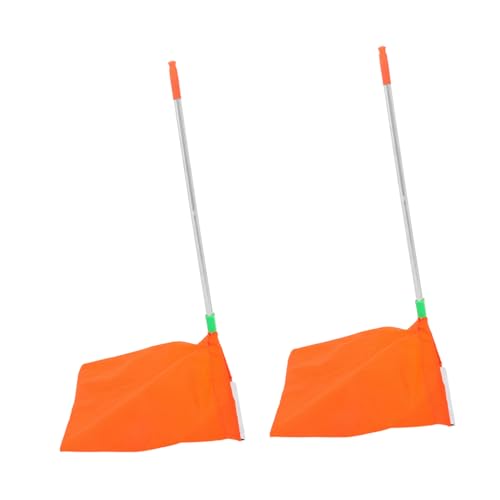 SEWOART 2 Stück Winddichter Aluminium Kehrblech mit Langem Griff Leichtes Outdoor Staub Laubsammler Kehrschaufel für Garten Camping und Müllbeutelhalter Platzsparend Klappbar Orange von SEWOART