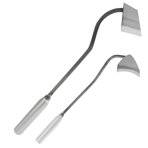 SEWOART 2 Stück kleine Hacke Mini Werkzeug Zweck Garten wergzeug Garten wekzeuge Gartenarbeit gartenaccessoires gemüseanbau manuelle Unkrauthacken Garten-Hand-Jäter Handhacken Stahl Silver von SEWOART