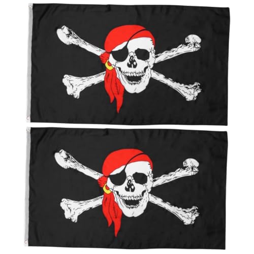 SEWOART 2 Stücke Piratenschädelflagge Halloween Flagge Dekoration Piratenschädel Und Wimpel Für Zuhause SEWOART 2 Stücke Piratenschädelflagge Halloween Flagge Dekoration Piratenschädel Und Wimpel Für Zuhause von SEWOART
