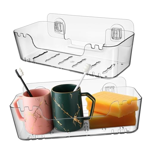 SEWOART 2Stücke Badezimmer Wandregale Transparent ohne Bohren Platzsparender Organizer für Toilettenpapier und Handtücher Design Einfache Installation Multifunktional von SEWOART