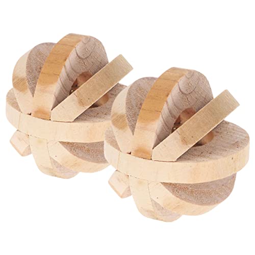 SEWOART 2 Stücke Holz Kauspielzeug für Hamster Meerschweinchen Kaninchen Natürliche Beißspielzeuge mit Glocke für Zahnpflege und Unterhaltung von SEWOART