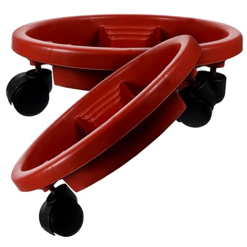 SEWOART 2Stücke Runder Pflanzentopf Roller Mit Drehbaren Rädern Robustes Tablett Dickem Für Innen Und Außenbereich Rot von SEWOART