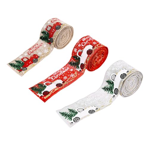 SEWOART 3rollen Weihnachtsmotivband Pro Diy Schleifen Zubehör Weihnachtsmusterband Dekoratives Band Für Feiertags Dekoration Und Bastelbedarf von SEWOART