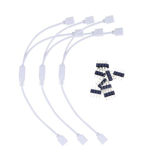 SEWOART 3 STÜCKE Rgb LED Lichtband Verlängerungskabel Teiliges Set mit Poligem Pin Header Connector Kit Weiblicher Stecker Werkzeugfreie Installation Kompatibel für LED Streifen von SEWOART