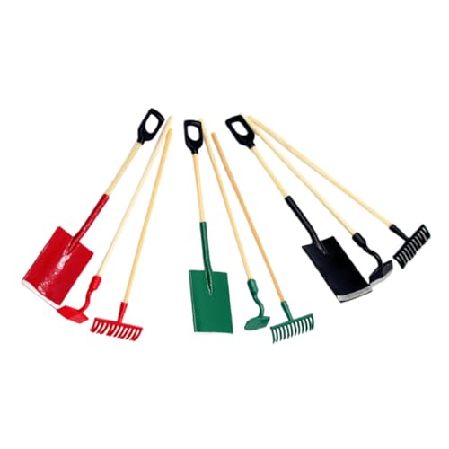 SEWOART 3 Sätze Miniatur Gartenwerkzeug Set Teiliges Modell für Puppenhäuser Rote Grüne und Schwarze Werkzeuge für DIY Dekoration und Kreative Miniaturszenen von SEWOART