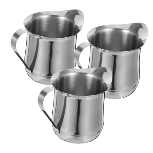 SEWOART 3 Stück Teiliges Edelstahl Milchkännchen Set Kompakte Milchaufschäumer Kännchen Hitzebeständig Poliert zum Aufschäumen Servieren Heißer und Kalter Getränke für Zuhause von SEWOART