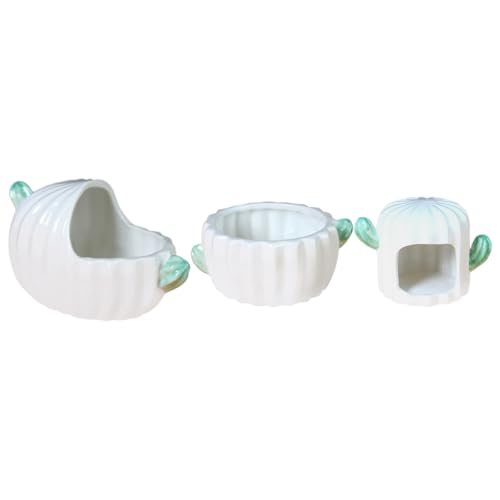 SEWOART 3 Stück Teiliges Hamsterheim Keramisches Haustierhaus mit Kaktus Design und Badewanne für Kleintiere Wie Chinchilla Meerschweinchen Ratten und Igel SEWOART 3 Stück Teiliges Hamsterheim Keramisches Haustierhaus mit Kaktus Design und Badewanne für Kleintiere Wie Chinchilla Meerschweinchen Ratten und Igel von SEWOART