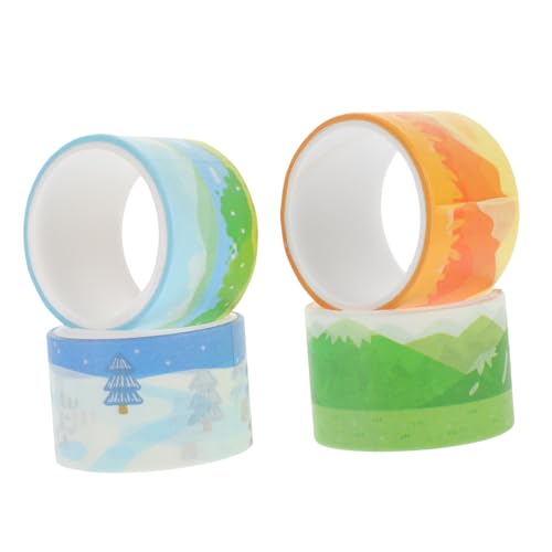 SEWOART 4 Rollen Washi Tape mit Bunten Landschaftsmotiven Dekoratives Masking Tape für Scrapbooking DIY Bastelprojekte Handreißbar und Rückstandsfrei für Planer und Geschenkverpackungen von SEWOART