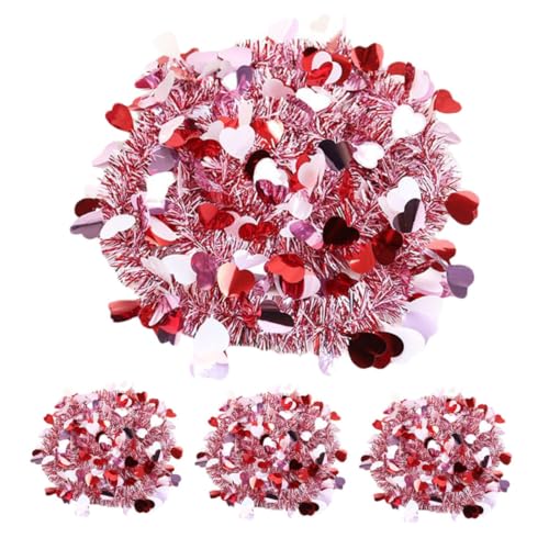 SEWOART 4 Stück Hängende Herz-Girlande Valentinstag Deko Girlande mit Rot-weißem Herzmuster Leicht Flexibel für Wand Fenster Decke Party Bühne Hintergrund Dekoration von SEWOART