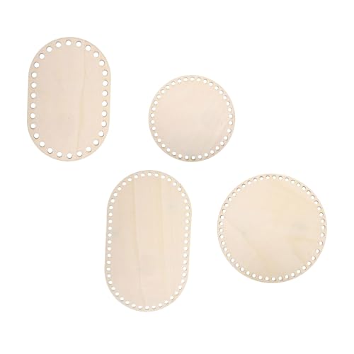 SEWOART 4 Stück Korbboden Holz Oval und Rund Stabiler Naturholz Häkeln Korbboden für DIY Flechtkörbe Heimdekoration Kreative Blank Holz Korbbasis von SEWOART